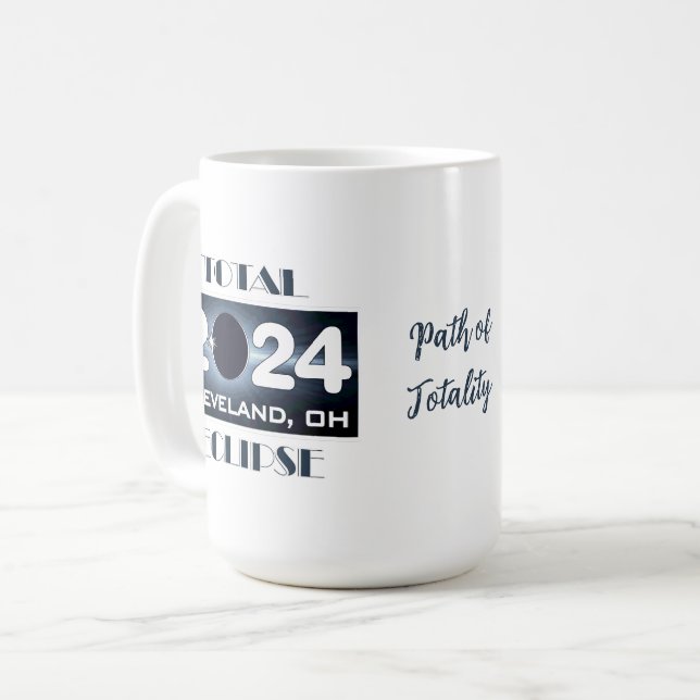 Total Eclipse Cleveland Ohio 2024 Path of Totality Coffee Mug (Front Left)