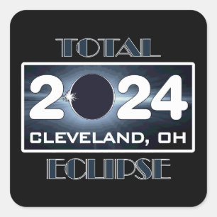 Total Eclipse Cleveland Ohio 2024 Path of Totality Square Sticker