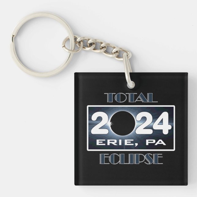 Total Eclipse Erie PA 2024 Path of Totality Key Ring (Front)