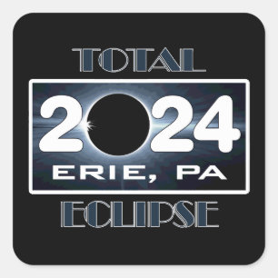 Total Eclipse Erie PA 2024 Path of Totality Square Sticker
