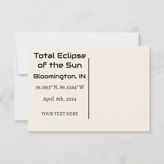 Total Eclipse of the Sun Custom POSTCARD  (Back)