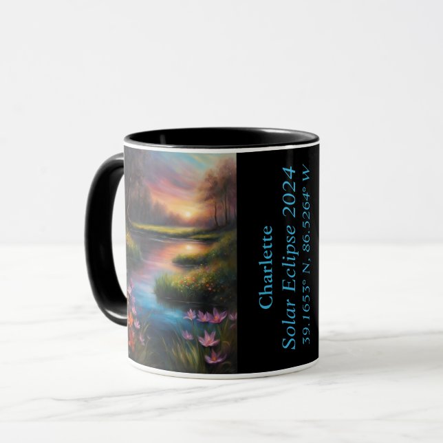 Total Eclipse of The Sun GPS Spring Flowers Name Mug (Front Left)