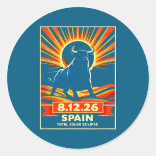 Total Eclipse Spain Astronomy Retro Classic Round Sticker
