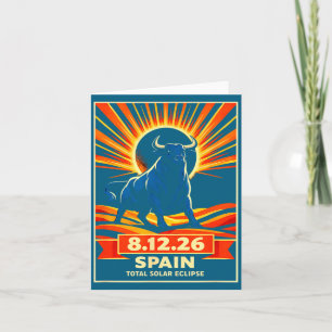 Total Eclipse Spain Astronomy Retro Design Card