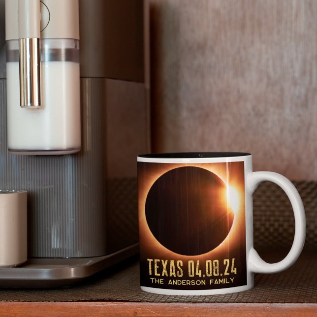 Total Eclipse Texas 2024 Personalised Two-Tone Coffee Mug (Creator Uploaded)