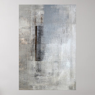 'Total Loner' Grey and Beige Abstract Art Poster