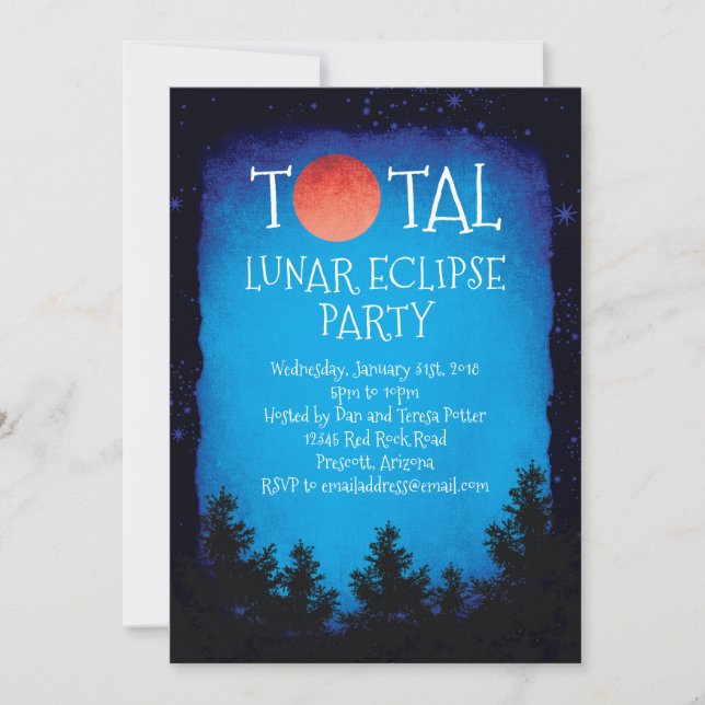 Total Lunar Eclipse Red Moon Party Invitation (Front)