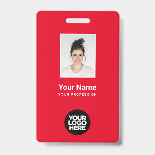 Total Red Employee Photo, Bar Code, Logo, Name ID Badge