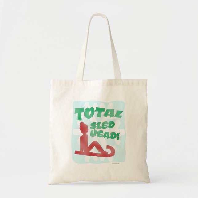 Total Sled Head Funny Holiday Logo Fun Motto Tote Bag (Front)
