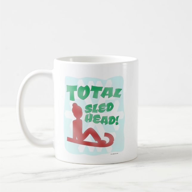 Total Sled Head Funny Holiday Logo Fun Times Coffee Mug (Left)