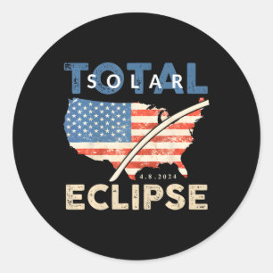 Total Solar Eclipse 04 08 2024 Path Of Totality Ma Classic Round Sticker