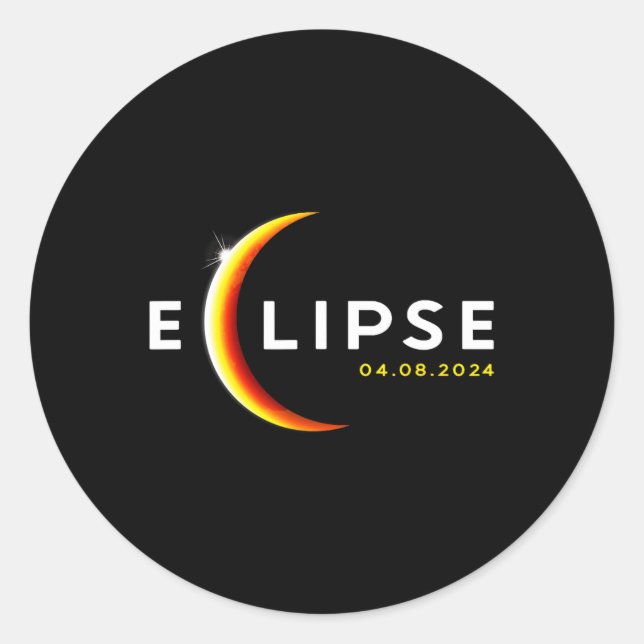 Total Solar Eclipse 04.08.24 April 8 2024 Eclipse  Classic Round Sticker (Front)
