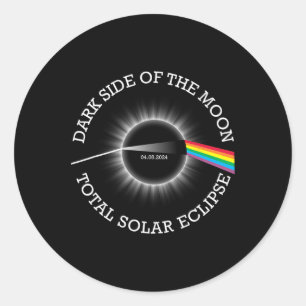 Total Solar Eclipse 04 08 24 Rainbow Totality Dark Classic Round Sticker