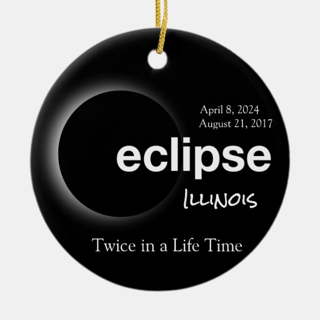 Total Solar Eclipse 2017 2024 - Illinois Ceramic Ornament (Front)