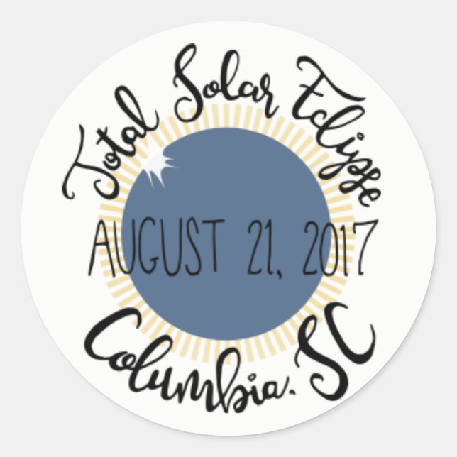 Total Solar Eclipse 2017 Columbia SC Round Sticker (Front)