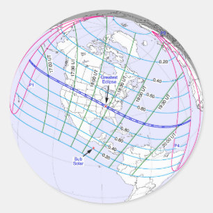 Total Solar Eclipse 2017 Global Path Classic Round Sticker