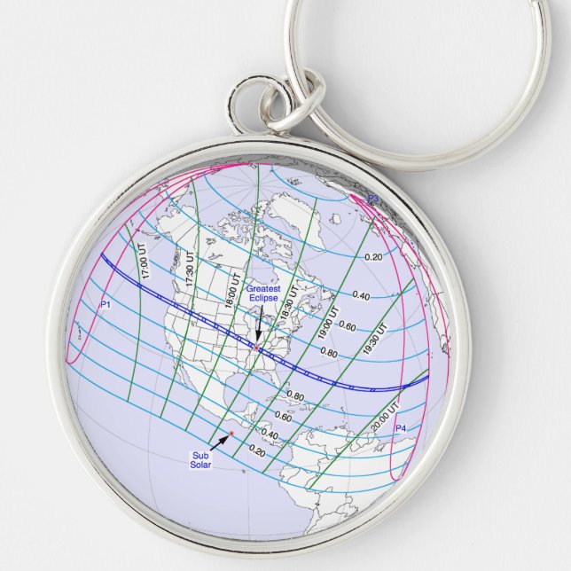 Total Solar Eclipse 2017 Global Path Key Ring (Front)