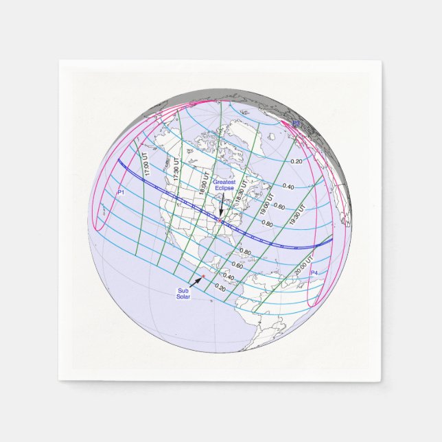 Total Solar Eclipse 2017 Global Path Napkin (Front)