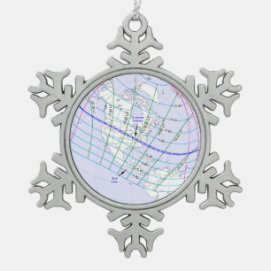 Total Solar Eclipse 2017 Global Path Snowflake Pewter Christmas Ornament