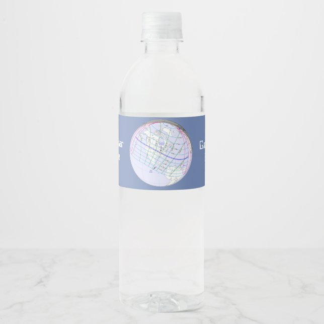 Total Solar Eclipse 2017 Global Path Water Bottle Label (Front)
