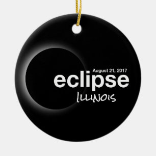 Total Solar Eclipse 2017 - Illinois Ceramic Tree Decoration