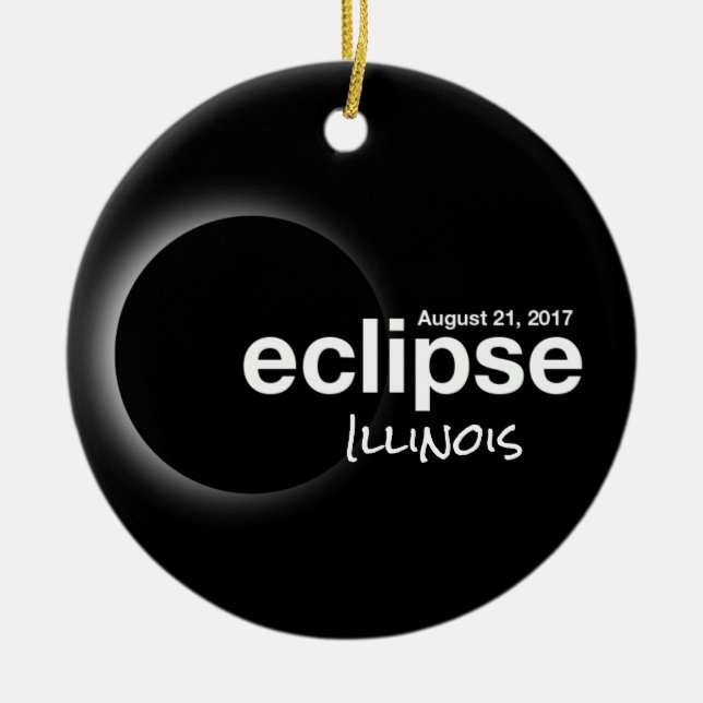 Total Solar Eclipse 2017 - Illinois Ceramic Tree Decoration (Front)