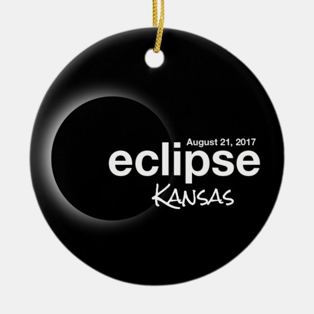 Total Solar Eclipse 2017 - Kansas Ceramic Tree Decoration (Front)