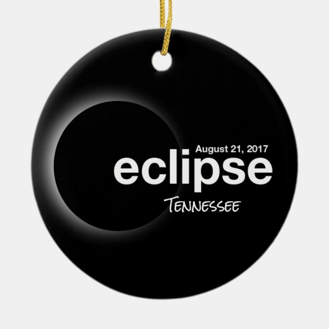 Total Solar Eclipse 2017 - Tennessee Ceramic Tree Decoration (Front)