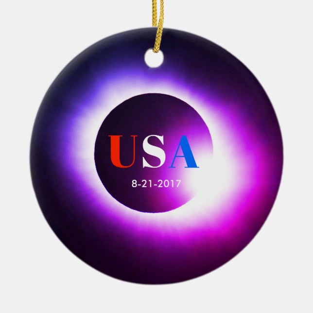 Total Solar Eclipse 2017 - USA Ceramic Tree Decoration (Front)