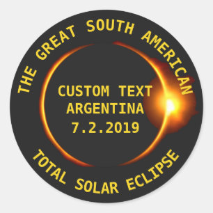 Total Solar Eclipse 2019 Argentina, South America Classic Round Sticker