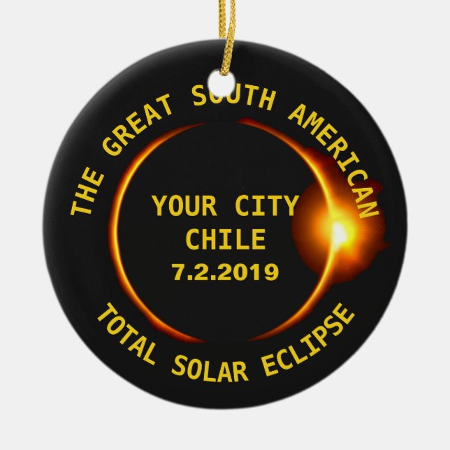 Total Solar Eclipse 2019 Chile, South America Ceramic Ornament (Front)