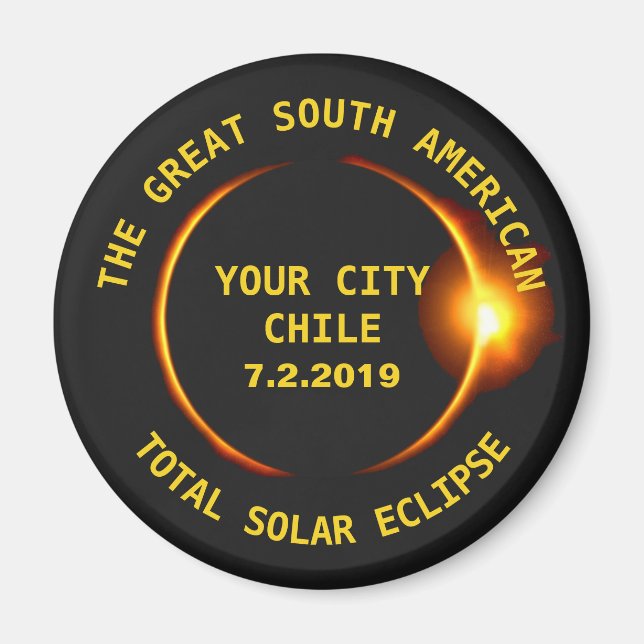 Total Solar Eclipse 2019 Chile South America Magnet (Front)