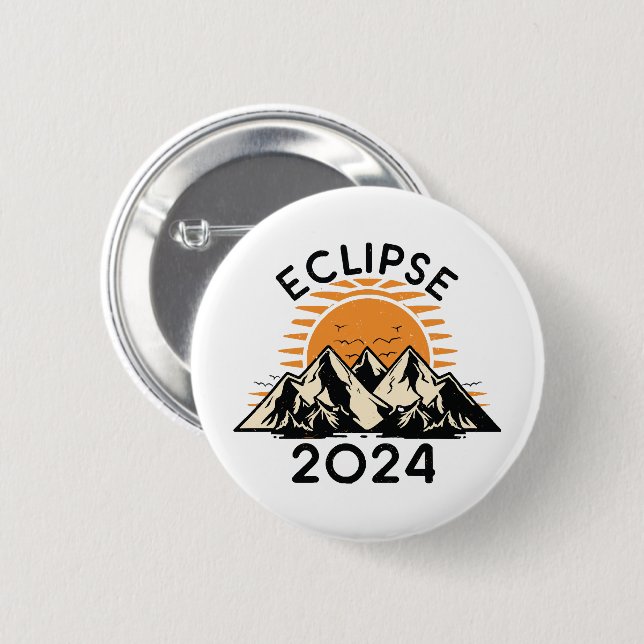 Total Solar Eclipse 2024 6 Cm Round Badge (Front & Back)
