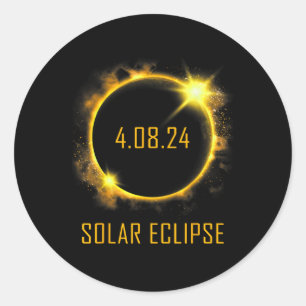 Total Solar Eclipse 2024 April 04.08.24 Classic Round Sticker