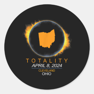 Total Solar Eclipse 2024 April 8  Classic Round Sticker