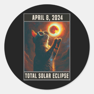 Total Solar Eclipse 2024 April 8 Gles Men Women Classic Round Sticker