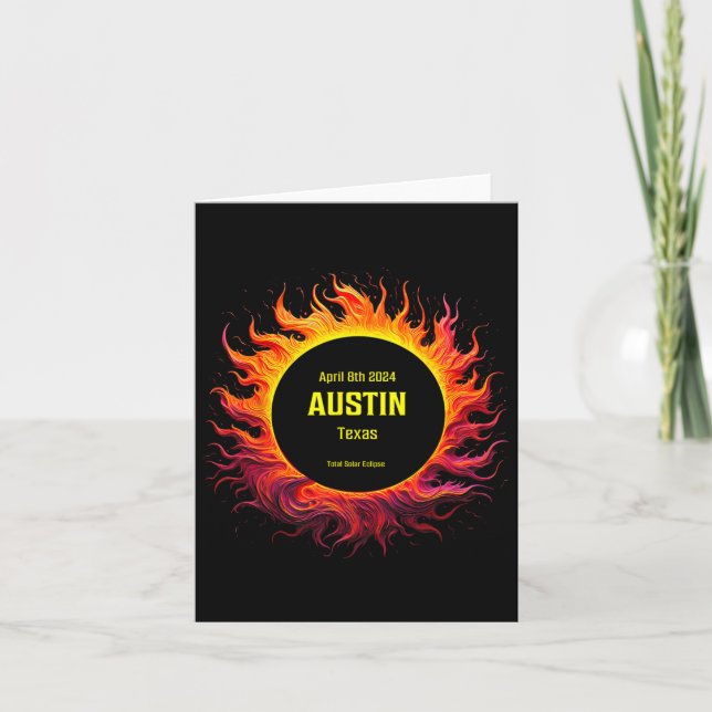Total Solar Eclipse 2024 Austin Texas  Card (Front)