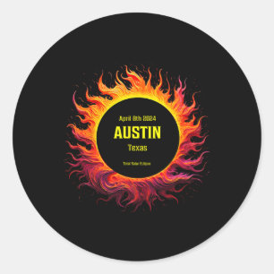 Total Solar Eclipse 2024 Austin Texas Classic Round Sticker