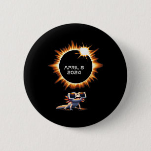 Total Solar Eclipse 2024 Axolotl In Astronomy Glas 6 Cm Round Badge
