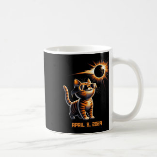 Total Solar Eclipse 2024 Cat Light Black  Coffee Mug