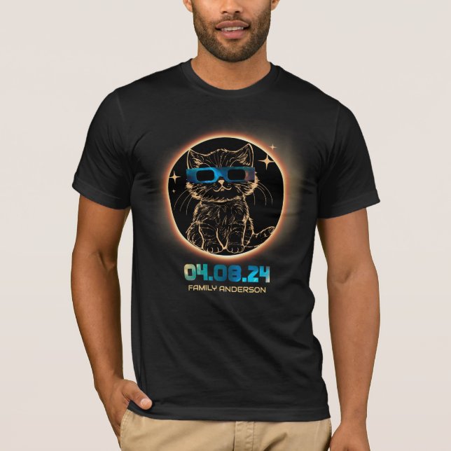 Total Solar Eclipse 2024 Cat Solar Eclipse Glasses T-Shirt (Front)