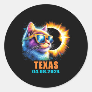 Total Solar Eclipse 2024 Cat Solar Eclipse Gles  Classic Round Sticker