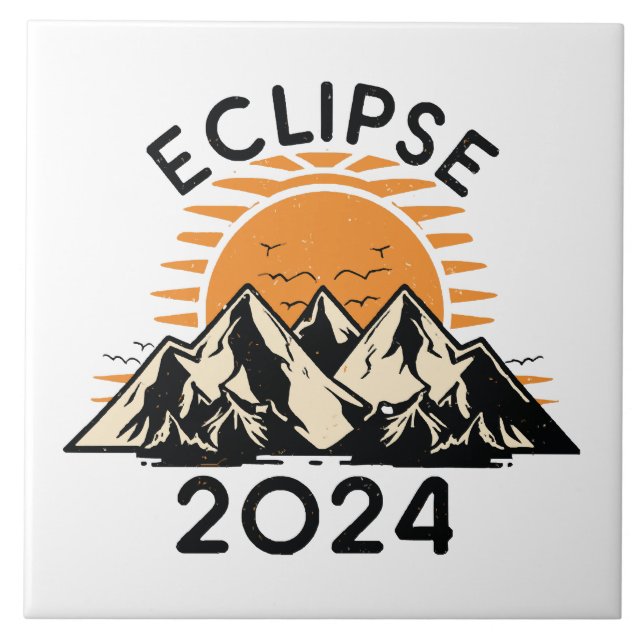 Total Solar Eclipse 2024 Ceramic Tile (Front)