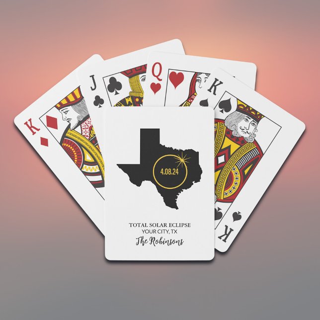 Total Solar Eclipse 2024 Custom Name, City Texas Playing Cards (Customize with City & Family Name, or edit as required)