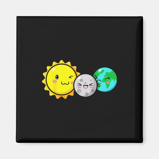 Total Solar Eclipse 2024 Cute Kawaii Fun Astronomy Magnet (Front)