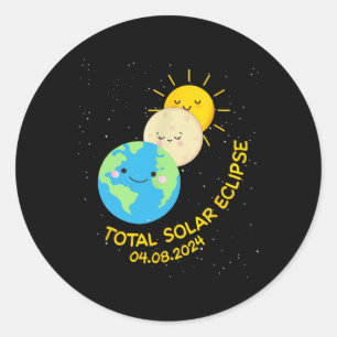 Total Solar Eclipse 2024 Cute Solar Eclipse Kids T Classic Round Sticker