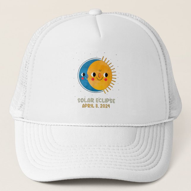 Total Solar Eclipse 2024 Cute Solar Eclipse Kids T Trucker Hat (Front)
