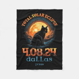 Total Solar Eclipse 2024 Dallas Texas Fleece Blanket