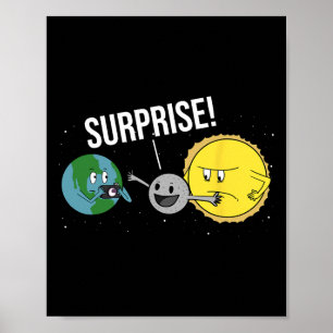 Total Solar Eclipse 2024 Funny Cartoon Moon Coveri Poster
