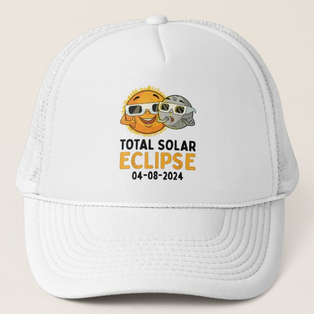 Total Solar Eclipse 2024 Glasses Funny Sun Moon Ki Trucker Hat (Front)